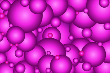 Vector art of abstract background of many pink spheres and circles