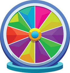 Colorful spinning wheel with blue base and icon isolated on white transparent background vector eps png jpg business people clipping path cutout 2025 2026 4k full hd poster banner label download