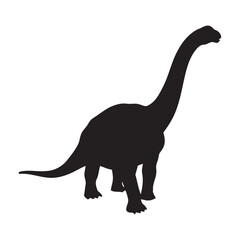 black and white silhouette of a Brontosaurus vector on a white background