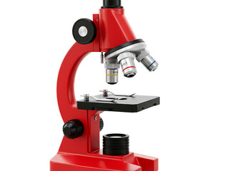 Red Compound Microscope: Science Education Tool isolated on transparent background