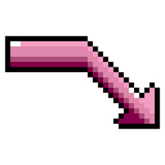 Fototapeta premium Pixel art icon arrow pointing downward from midway (1).png