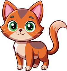 Cute cartoon orange tabby cat with big green icon isolated on white transparent background vector eps png jpg business people clipping path cutout 2025 2026 4k full hd poster banner label download