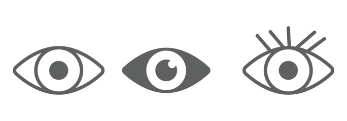Eye icon set. Eyes related line icons. View and eye vector linear icon set. Open eyes images.