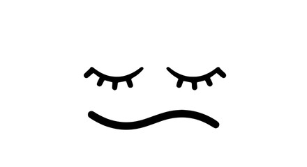 Fototapeta premium Face with relaxed mouth black white icon