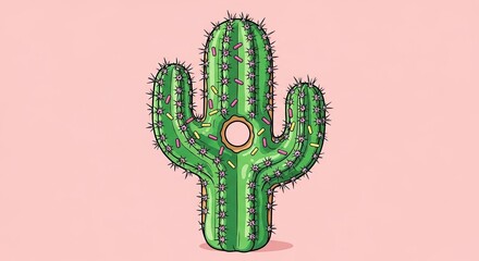 Sweet Cactus Donut Hybrid with Sprinkles Pink Background