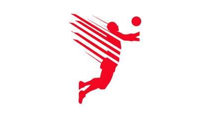Obraz premium Simple Vector Logo of Overhead Volleyball Player Silhouette