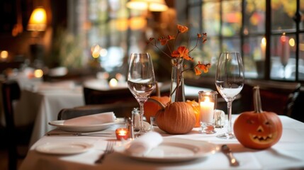 Fototapeta premium Warm Restaurant Halloween Table Decoration Pictures