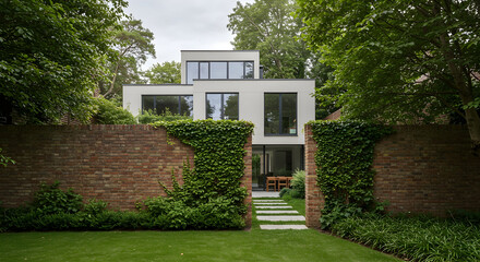 A home with a high wall or fence for privacy