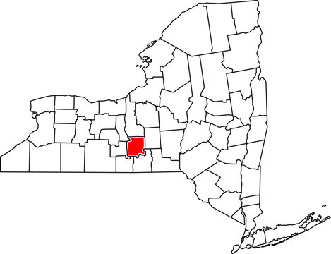 A detailed vector map of Tompkins County in New York State, USA. Perfect for data visualization, presentations, and local educational infographics.

