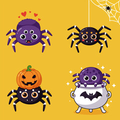 A cute spider monster in the halloween, vector illustration