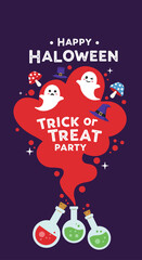 Potrait halloween banner halloween trick or treat party, vector illustration