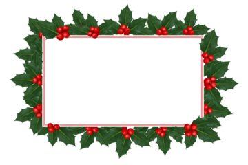 Festive christmas holly border isolated on transparent background is perfect for holiday designs