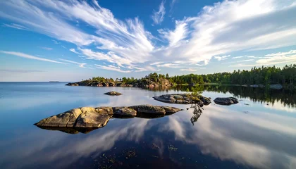 Keuken achterwand Reflectie Serene lake landscape with clouds reflected  © Tas