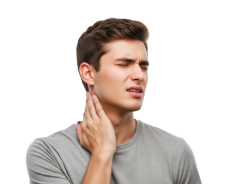 Man with neck pain isolated cutout transparent PNG