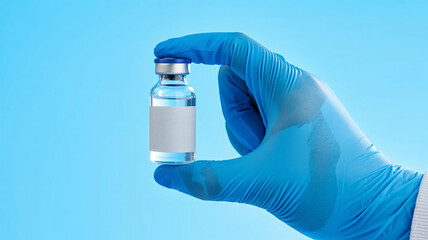 Cautious healthcare professional carefully holds a sterile vial containing clear liquid, symbolizing medical advancement and hope