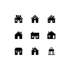 Home and Factory Icon Set | Minimal Vector Design for Industry, Real Estate, and Construction