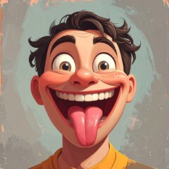 Smiling boy with tongue out