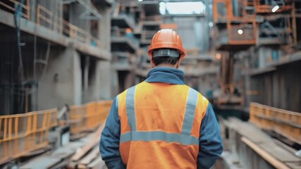 Engineer's Vision: An engineer surveys the vast construction site, exuding focus and authority amidst the machinery and structures. The image encapsulates dedication, planning, and progress.
