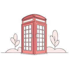 Obraz premium Classic Red Telephone Booth Illustration