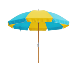 Blue yellow beach umbrella isolated cutout PNG