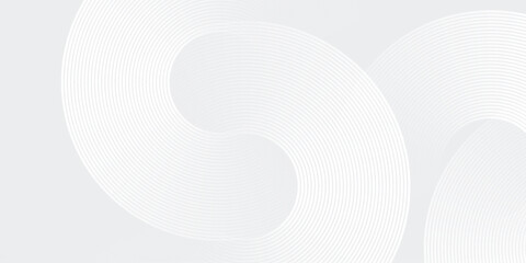 Abstract white glowing geometric lines on gray background. Modern shiny blue circle lines pattern. Futuristic technology concept. Suit for cover, poster modern