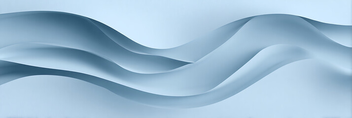 Obraz premium An abstract background features undulating waves of light blue paper, creating a serene, fluid, and minimalist design, perfect for concepts of calm, flow, and elegant simplicity. 
