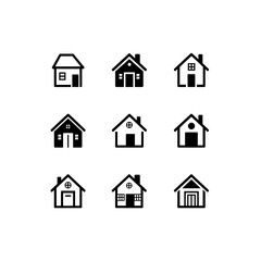 Home and Factory Icon Set | Minimal Vector Design for Industry, Real Estate, and Construction