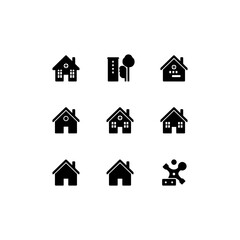 Home and Factory Icon Set | Minimal Vector Design for Industry, Real Estate, and Construction