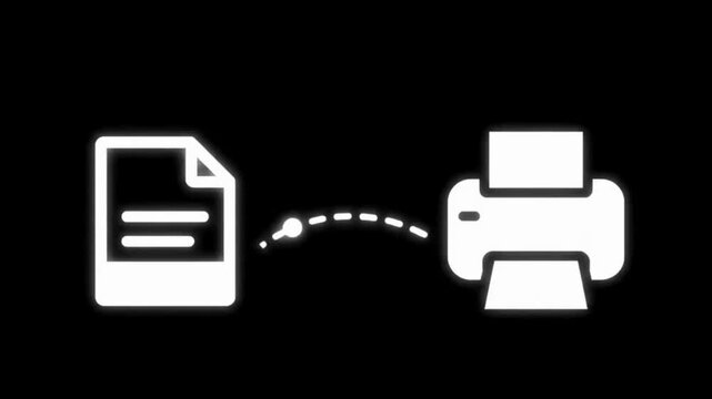 Document printing process icons workflow Minimalist design White background Vector illustration