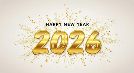Happy New Year 2026 Gold Design