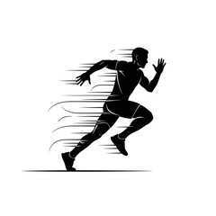 Obraz premium Dynamic runner silhouette in motion, conveying speed and athleticism for fitness campaigns or sports branding, perfect for motivational content creation
