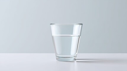 Clear Glass of Clean Water on Minimalist Surface with Soft Lighting and Neutral Background