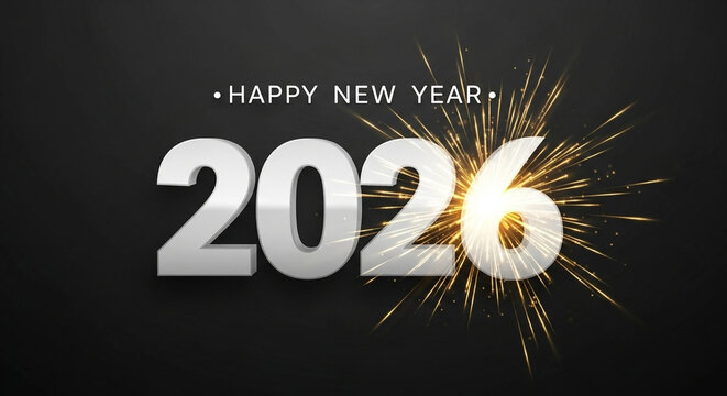 Happy New Year 2026 Fireworks Celebration - Powered by Adobe