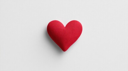 Fototapeta premium Soft Red Heart Shape on White Background, Ideal for Love and Affection Themes in Artwork and Designs