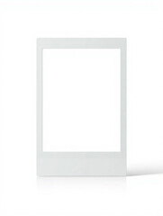 Photo of a blank white instant photo frame is displayed on a white background, ready for a photograph