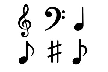Vector Illustration of Musical Notation Icons Set