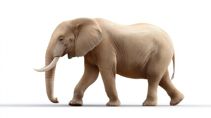 Obraz premium Realistic 3D Render of Elephant Walking Gracefully Across Clean White Background in Natural Pose