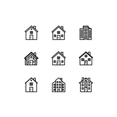 Home and Factory Icon Set | Minimal Vector Design for Industry, Real Estate, and Construction