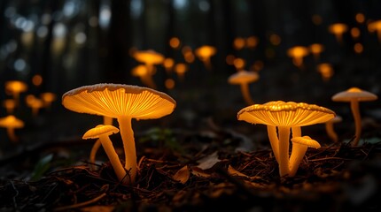 Surreal glowing mushrooms in mystical woodland with dramatic chiaroscuro lighting&rdquo;Fantastic Frontiers Digital Artwork series ar 16:9
