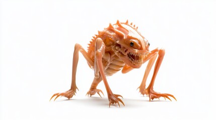 Realistic Creature Model with Bone Structure and Unique Features on White Background for Educational Purposes and Art Projects