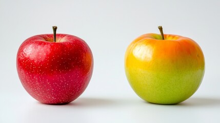 Fresh Red and Green Apples on White Background Highlighting Natural Freshness and Healthy Eating Choices