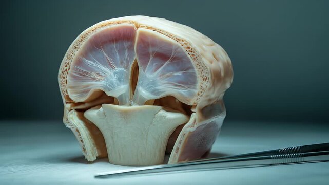 Anatomical Model Displaying Skull Sections Under Laboratory Conditions