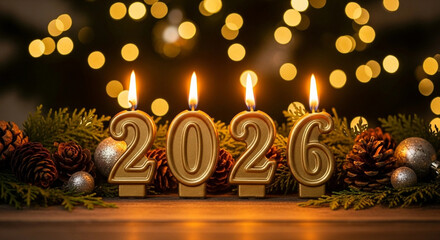 2026 New Year Candles and Christmas Decoration