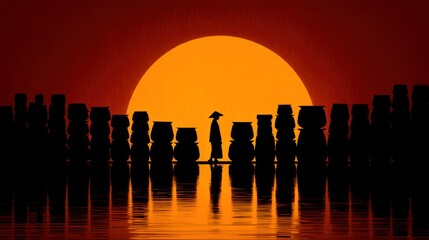 Silhouette figure graduation ceremony