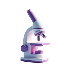 White and purple microscope isolated on transparent background