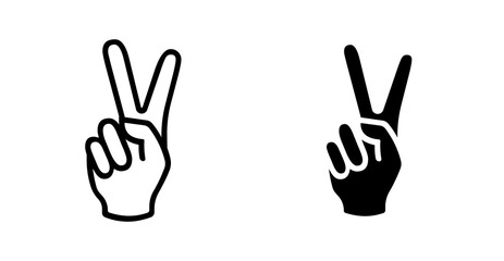 hand sign of two or v Icon