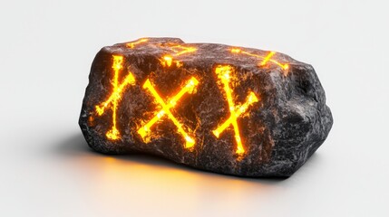 Fiery Lava Rock with Glowing Symbols and Interesting Textures for Creative Backgrounds and Designs