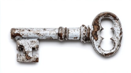 Vintage Key: Antique ornate metal key, weathered and aged. Old unlocking mechanism, historical artifact, forgotten secrets, and entrance to the past.