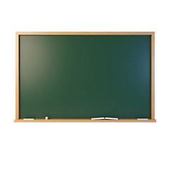 Green school chalkboard with wooden frame isolated on transparent background