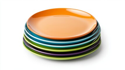 Colorful Stack of Vibrant Plates for Table Setting and Home Decor in Modern Kitchen Style
